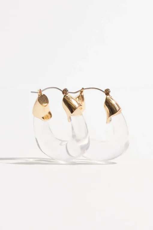Dynamite Resin Loop Hoop Earrings White Cheap