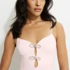 Dynamite Rhinestone Bow Bodysuit Pink Best