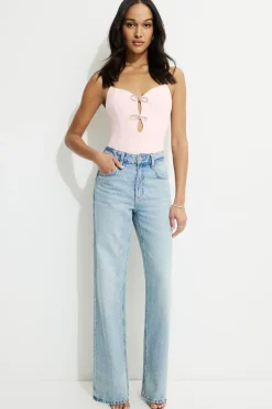 Dynamite Rhinestone Bow Bodysuit Pink Best