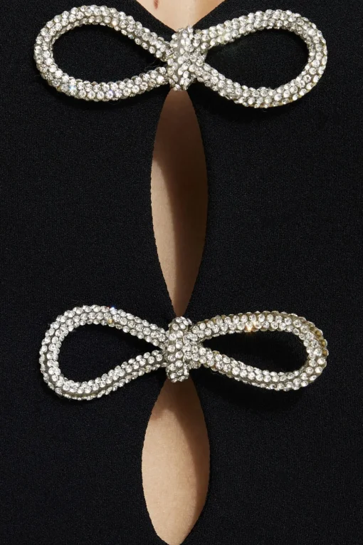 Dynamite Rhinestone Bow Bodysuit Black Online