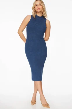 Dynamite Ribbed Bodycon Midi Dress BLUE Best