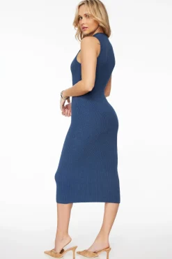 Dynamite Ribbed Bodycon Midi Dress BLUE Best