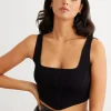Dynamite Ribbed Corset Top Black Hot