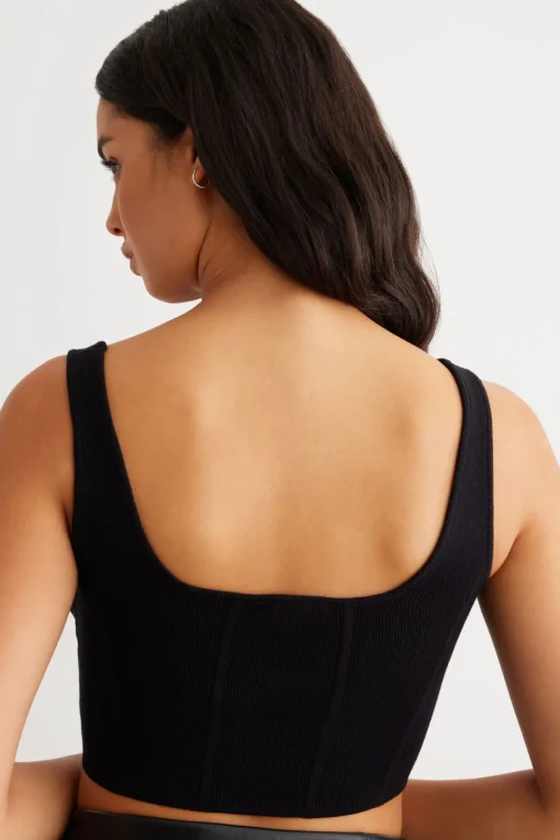Dynamite Ribbed Corset Top Black Hot