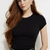 Dynamite Ribbed Crewneck Waist T Shirt Black Online