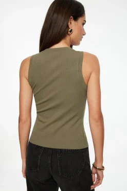 Dynamite Ribbed Flyaway Top Brown Store