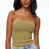 Dynamite Ribbed Tube Top Brown Cheap