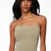 Dynamite Ribbed Tube Top Brown New
