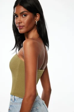 Dynamite Ribbed Tube Top Brown Cheap