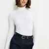 Dynamite Ribbed Turtleneck T-Shirt White Store
