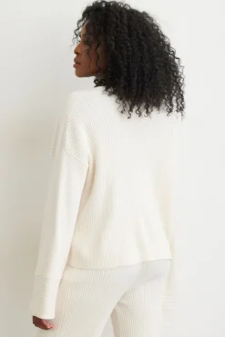 Dynamite Ribbed V-Neck Sweater White Shop