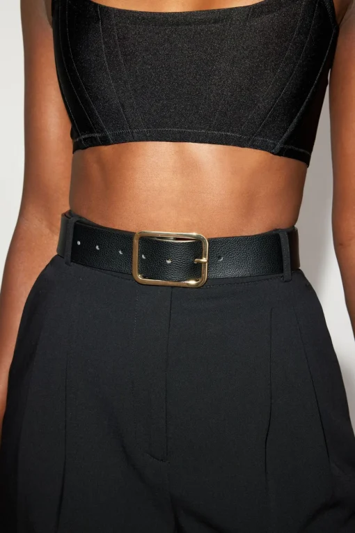 Dynamite Rounded Square Buckle Belt Black Shop
