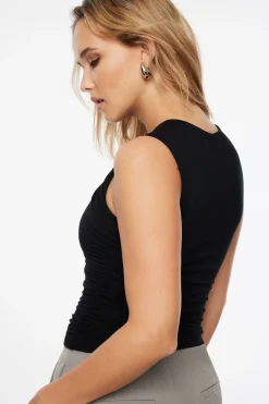 Dynamite Ruched Crewneck Top Black Online