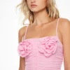 Dynamite Ruched Crop Top With Rosette Pink Fashion