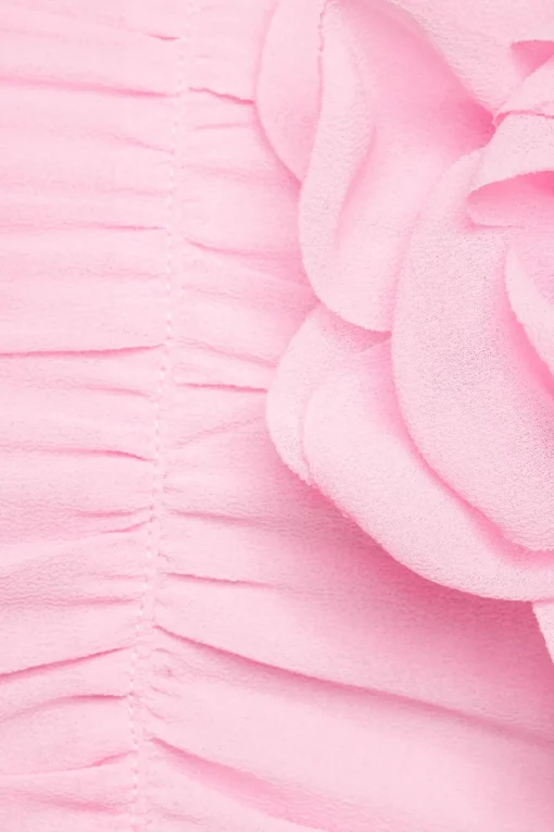 Dynamite Ruched Crop Top With Rosette Pink Fashion