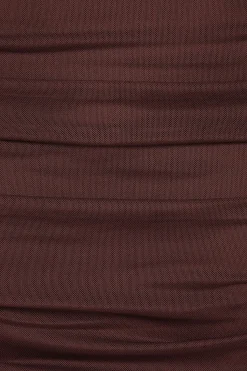 Dynamite Ruched Mesh Maxi Skirt Burgundy Discount