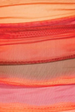 Dynamite Ruched Mesh Mini Tube Dress Coral Discount