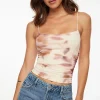 Dynamite Ruched Mesh Top Brown Shop