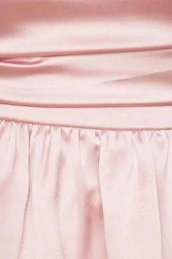 Dynamite Ruched Peplum Satin Top Pink Shop