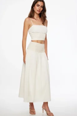 Dynamite Ruched Smocked Tube Top White Best Sale