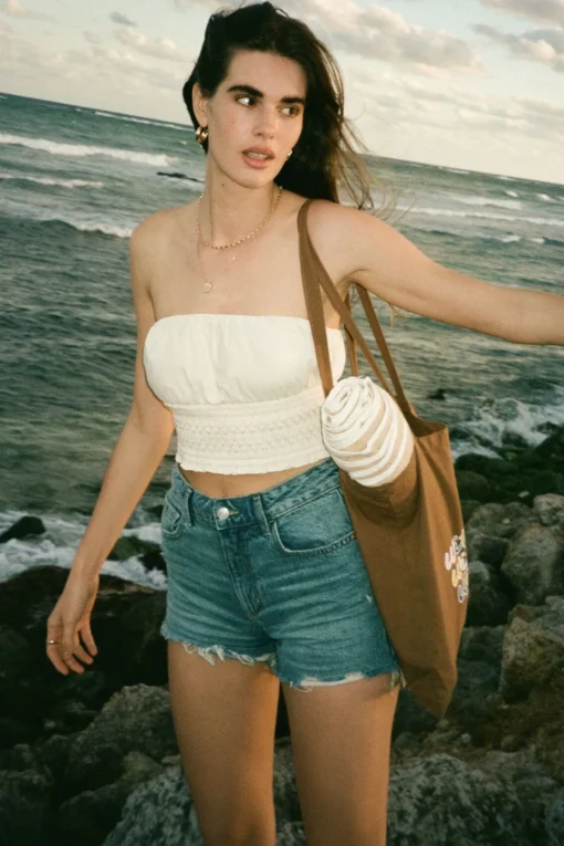Dynamite Ruched Smocked Tube Top White Best Sale
