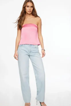 Dynamite Satin Tube Top Red Outlet