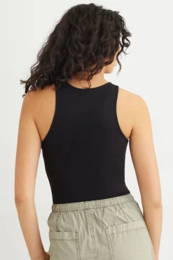 Dynamite Sculpt High Neck Asymmetric Bodysuit Black Sale