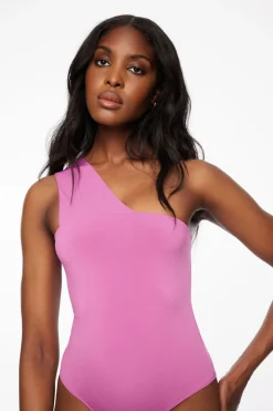 Dynamite Sculpt One Shoulder Bodysuit Purple Outlet