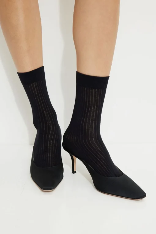Dynamite Semi Sheer Crew Socks Black Online