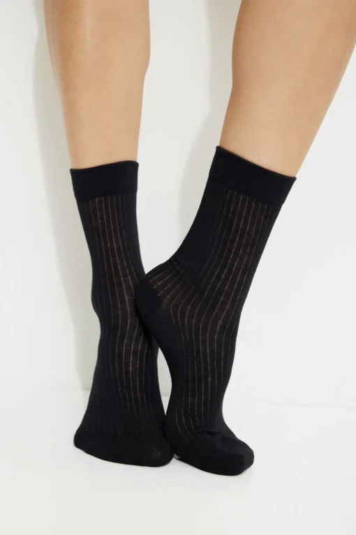 Dynamite Semi Sheer Crew Socks Black Online