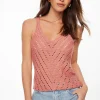 Dynamite Semi Sheer Pointelle Tank Top Coral New