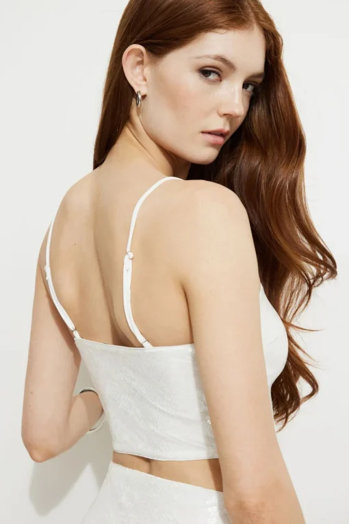 Dynamite Sequin Tank Top White Outlet