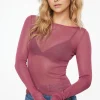 Dynamite Sheer Boat Neck Sweater Purple New