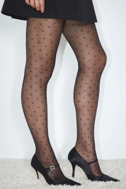 Dynamite Sheer Dotted Fishnet Tights Black Store