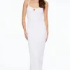 Dynamite Sheer Keyhole Cami Midi Dress White Clearance