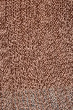 Dynamite Sheer Long Sleeve Sweater Top Gray Fashion