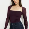 Dynamite Shirred Long Sleeve Bolero Top Burgundy Online