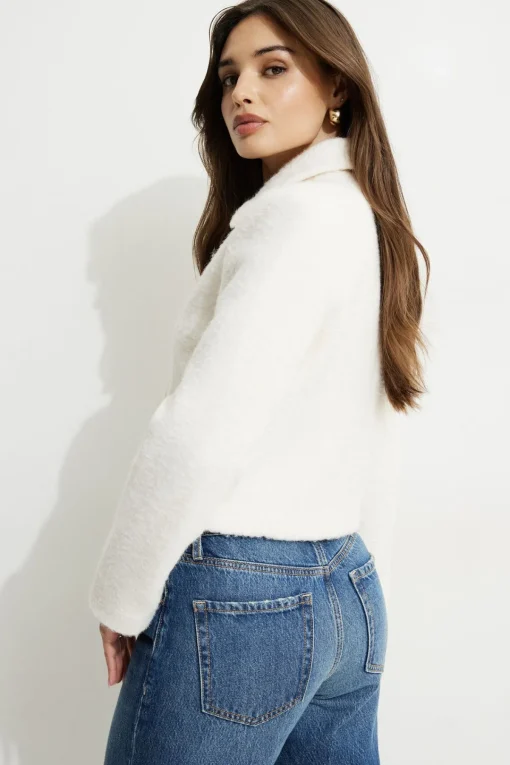 Dynamite Short Bouclé Blazer White Best Sale