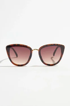 Dynamite Slight Cat-Eye Sunglasses Brown Discount