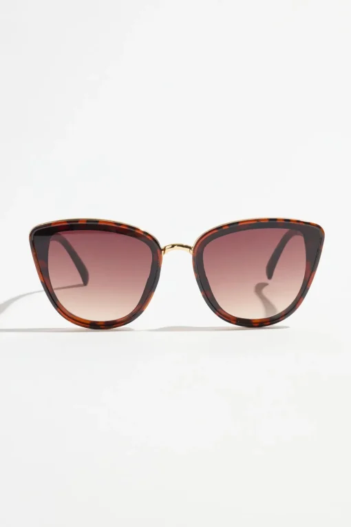Dynamite Slight Cat-Eye Sunglasses Brown Discount