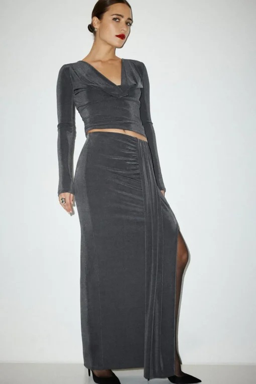 Dynamite Slinky Draped Maxi Skirt Blue Shop