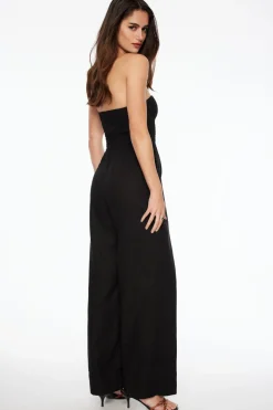 Dynamite Smocked Linen Tube Jumpsuit Black Best
