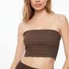 Dynamite Smocked Tube Top Brown Hot