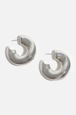 Dynamite Statement Dented Hoops Earrings Grey Hot