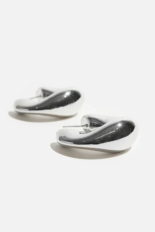 Dynamite Statement Dented Hoops Earrings Grey Hot