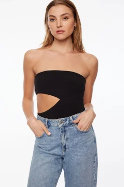 Dynamite Strapless Cut Out Bodysuit Black Outlet
