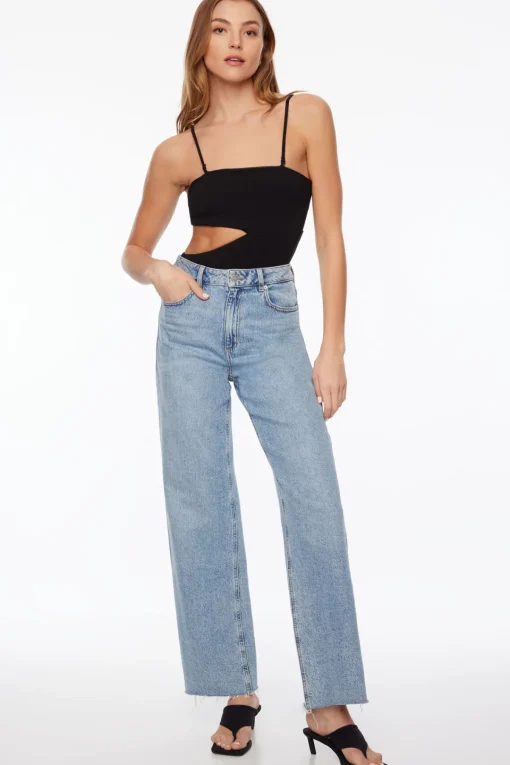 Dynamite Strapless Cut Out Bodysuit Black Outlet