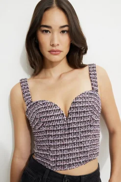 Dynamite Sweetheart Tweed Bustier Top Purple Online