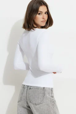 Dynamite Tedi Ribbed Long Sleeve T Shirt White Hot