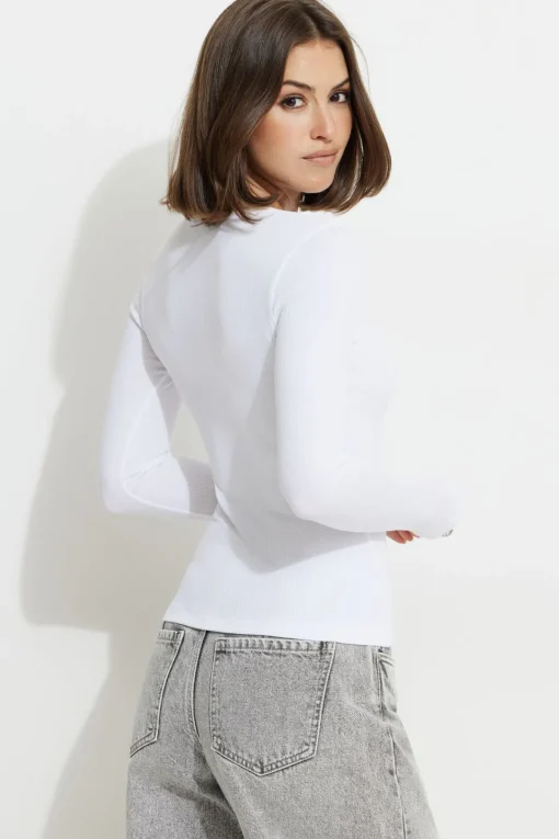 Dynamite Tedi Ribbed Long Sleeve T Shirt White Hot
